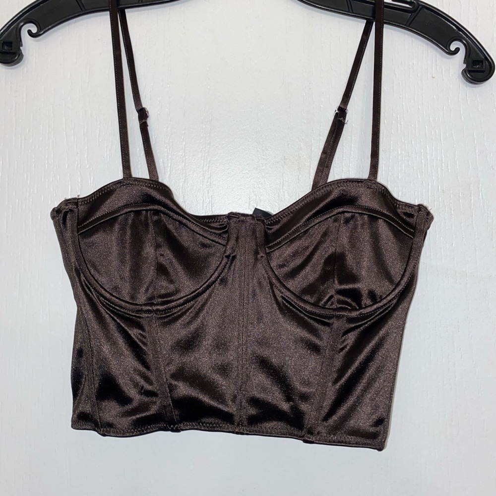 Black satin bustier